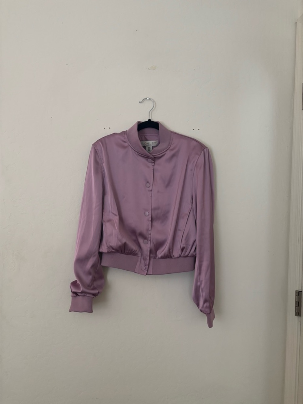 Rachel Zoe Lilac Satin Bomber Jacket